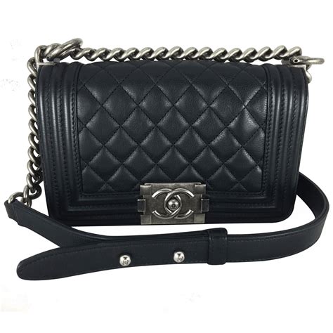 chanel boy small black|chanel small boy bag black.